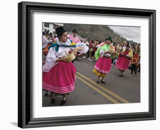 Dancers in Traditional Clothing at Carnival, Guaranda, Bolivar Province, Ecuador, South America-Robert Francis-Framed Photographic Print