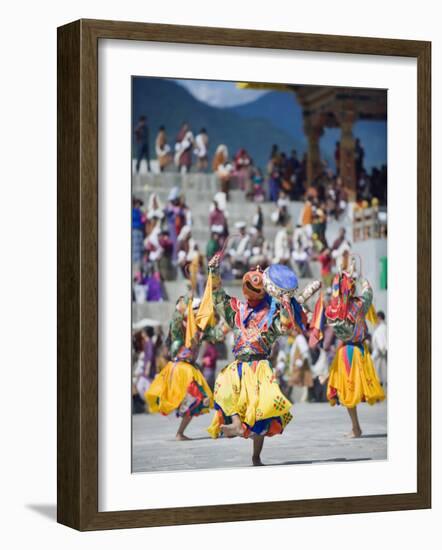 Dancers in Traditional Costume, Autumn Tsechu (Festival) at Trashi Chhoe Dzong, Bhutan, Asia-Christian Kober-Framed Photographic Print