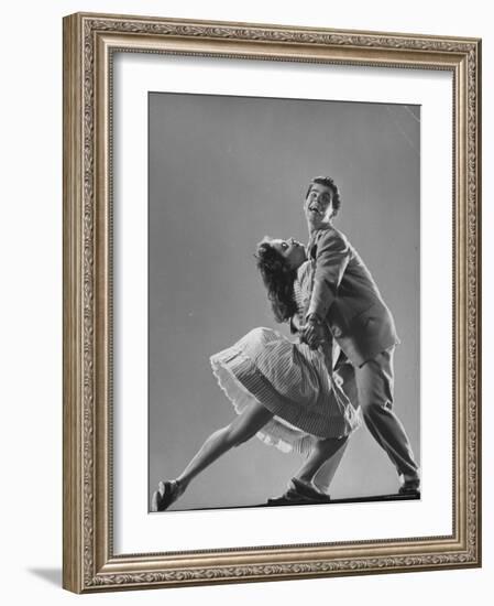 Dancers Kaye Popp and Stanley Catron Demonstrating the Lindy Hop-Gjon Mili-Framed Photographic Print