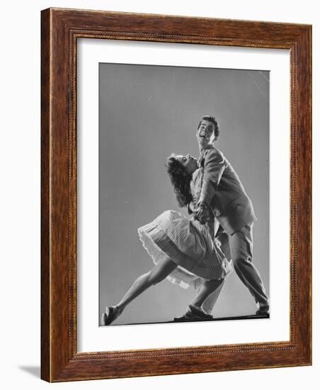 Dancers Kaye Popp and Stanley Catron Demonstrating the Lindy Hop-Gjon Mili-Framed Photographic Print