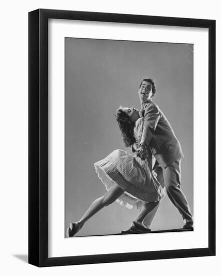 Dancers Kaye Popp and Stanley Catron Demonstrating the Lindy Hop-Gjon Mili-Framed Photographic Print