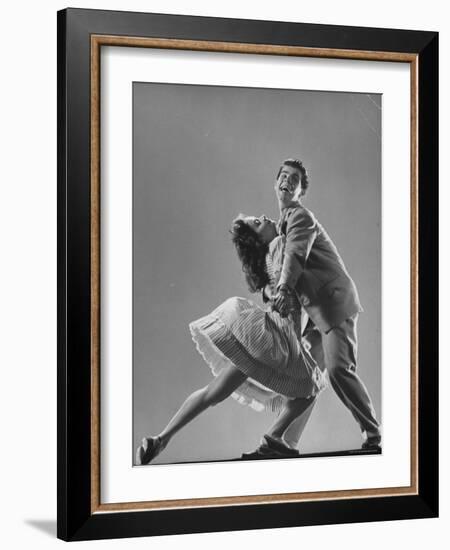 Dancers Kaye Popp and Stanley Catron Demonstrating the Lindy Hop-Gjon Mili-Framed Photographic Print