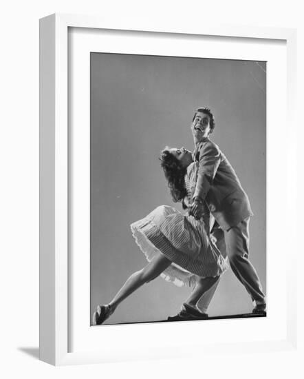 Dancers Kaye Popp and Stanley Catron Demonstrating the Lindy Hop-Gjon Mili-Framed Photographic Print