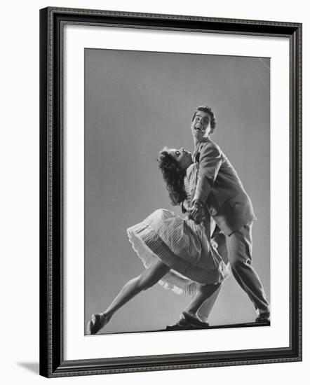 Dancers Kaye Popp and Stanley Catron Demonstrating the Lindy Hop-Gjon Mili-Framed Photographic Print