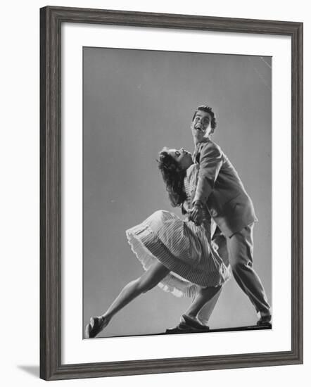 Dancers Kaye Popp and Stanley Catron Demonstrating the Lindy Hop-Gjon Mili-Framed Photographic Print