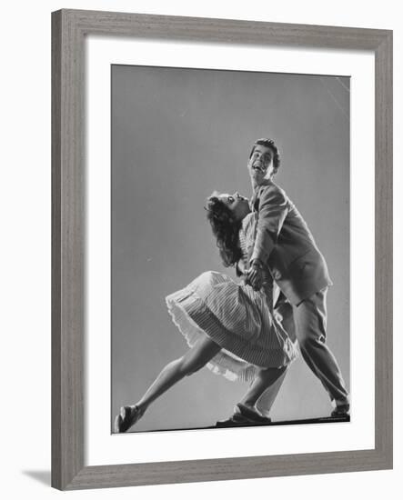 Dancers Kaye Popp and Stanley Catron Demonstrating the Lindy Hop-Gjon Mili-Framed Photographic Print