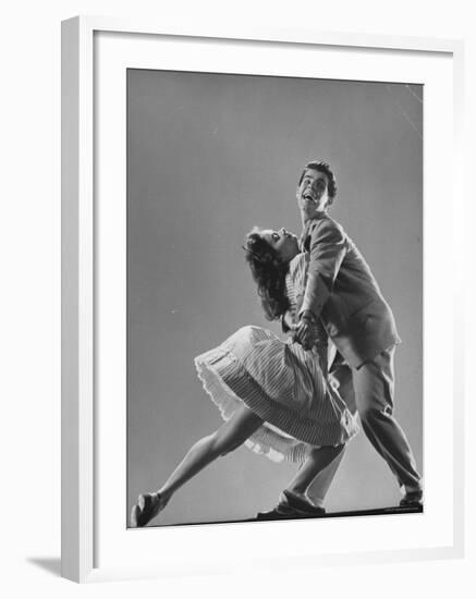 Dancers Kaye Popp and Stanley Catron Demonstrating the Lindy Hop-Gjon Mili-Framed Photographic Print