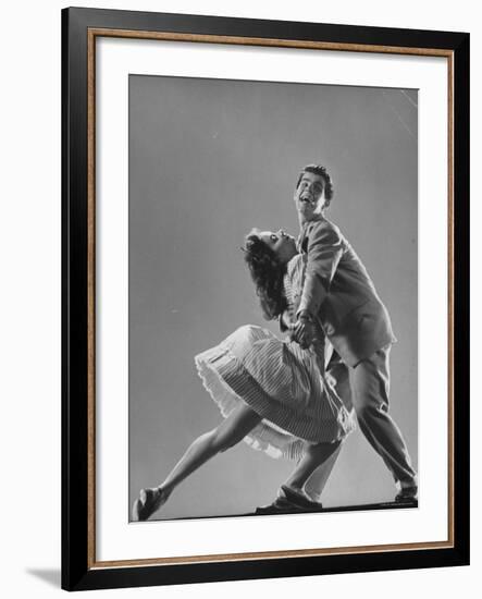 Dancers Kaye Popp and Stanley Catron Demonstrating the Lindy Hop-Gjon Mili-Framed Photographic Print