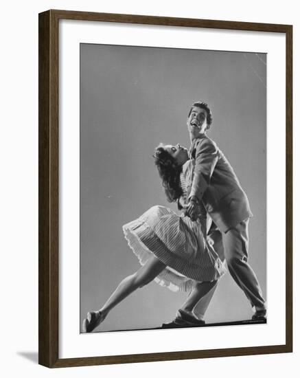 Dancers Kaye Popp and Stanley Catron Demonstrating the Lindy Hop-Gjon Mili-Framed Photographic Print