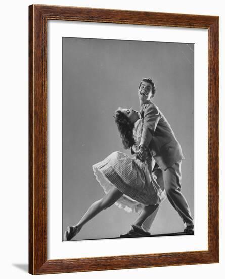 Dancers Kaye Popp and Stanley Catron Demonstrating the Lindy Hop-Gjon Mili-Framed Photographic Print