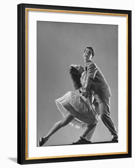 Dancers Kaye Popp and Stanley Catron Demonstrating the Lindy Hop-Gjon Mili-Framed Photographic Print