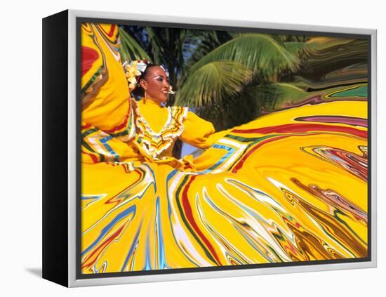 Dancers Performing in Costume, Costa Maya, Mexico-Bill Bachmann-Framed Premier Image Canvas