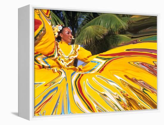 Dancers Performing in Costume, Costa Maya, Mexico-Bill Bachmann-Framed Premier Image Canvas