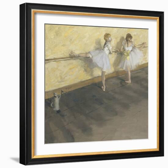 Dancers Practicing at the Barre-Edgar Degas-Framed Giclee Print