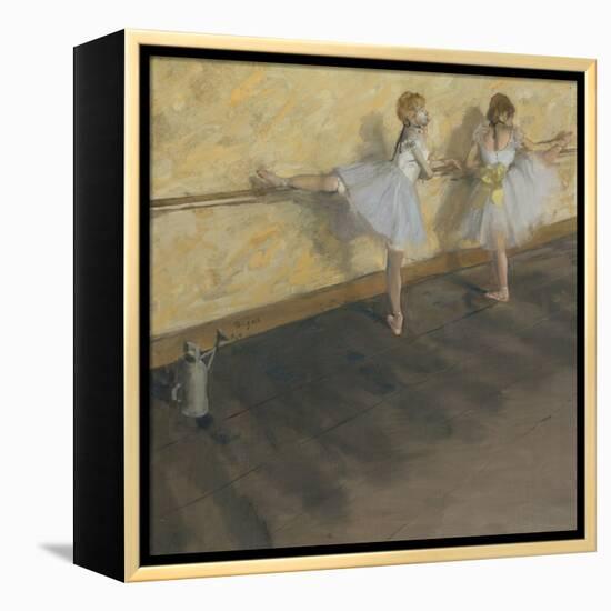 Dancers Practicing at the Barre-Edgar Degas-Framed Stretched Canvas