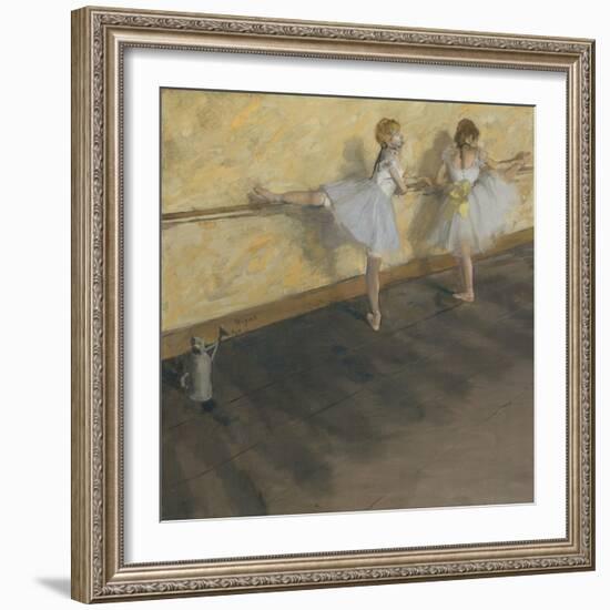 Dancers Practicing at the Barre-Edgar Degas-Framed Art Print