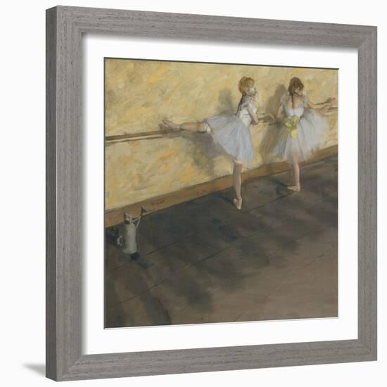 Dancers Practicing at the Barre-Edgar Degas-Framed Art Print