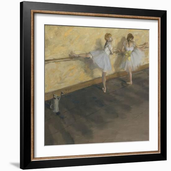 Dancers Practicing at the Barre-Edgar Degas-Framed Art Print