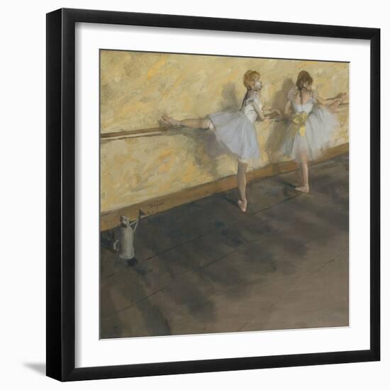 Dancers Practicing at the Barre-Edgar Degas-Framed Art Print