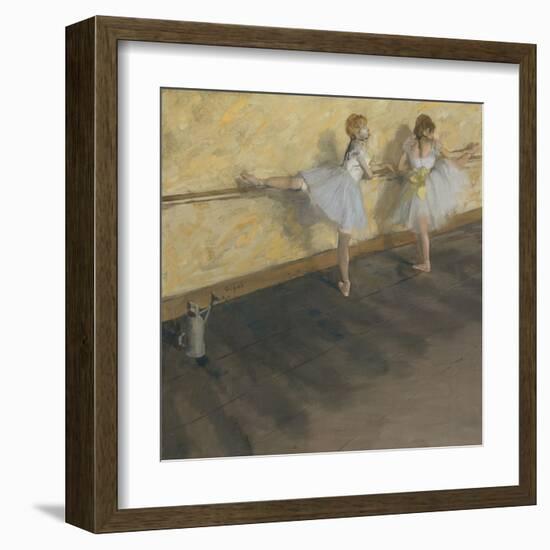 Dancers Practicing at the Barre-Edgar Degas-Framed Art Print