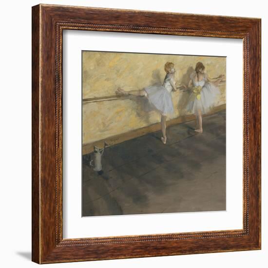 Dancers Practicing at the Barre-Edgar Degas-Framed Art Print