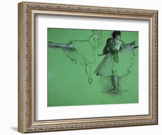 Dancers Practising at the Barre-Edgar Degas-Framed Art Print