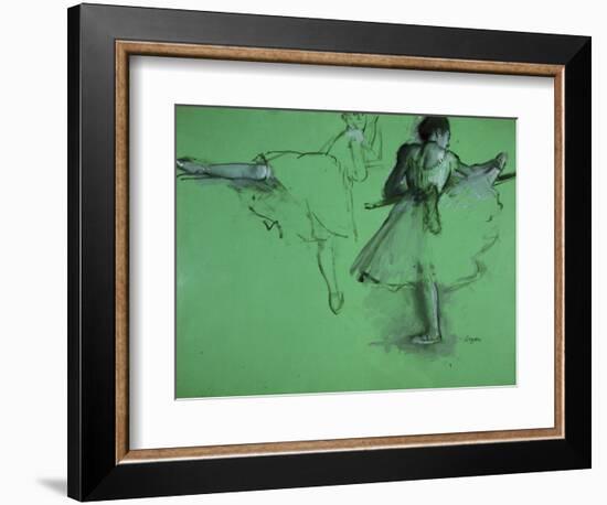 Dancers Practising at the Barre-Edgar Degas-Framed Art Print