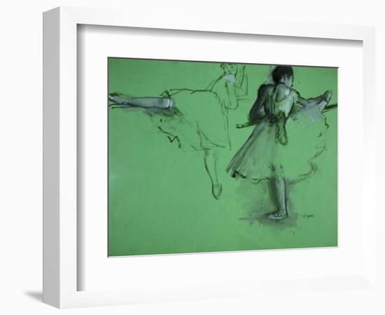 Dancers Practising at the Barre-Edgar Degas-Framed Art Print