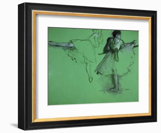 Dancers Practising at the Barre-Edgar Degas-Framed Art Print