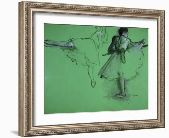 Dancers Practising at the Barre-Edgar Degas-Framed Art Print