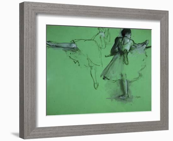 Dancers Practising at the Barre-Edgar Degas-Framed Art Print