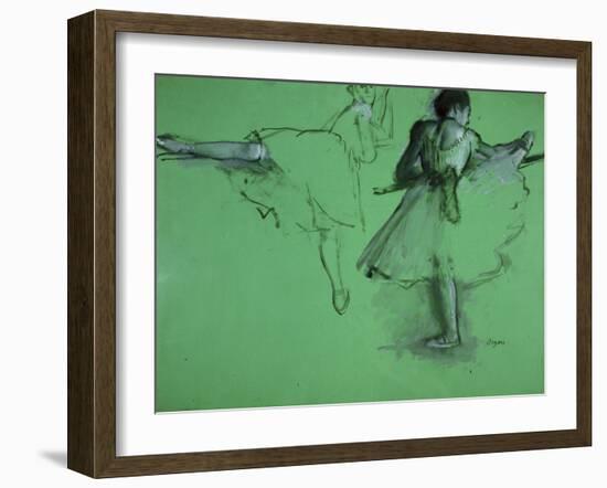 Dancers Practising at the Barre-Edgar Degas-Framed Art Print