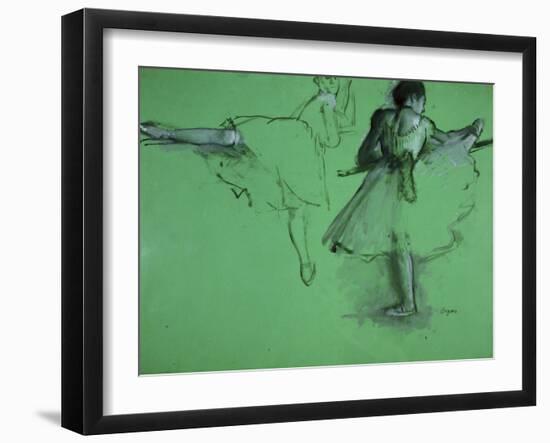 Dancers Practising at the Barre-Edgar Degas-Framed Art Print