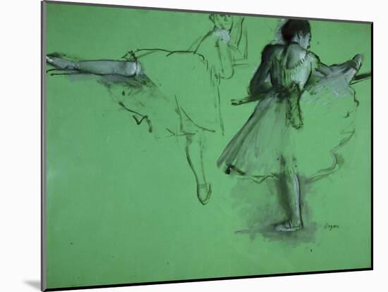 Dancers Practising at the Barre-Edgar Degas-Mounted Art Print