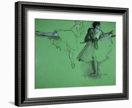 Dancers Practising at the Barre-Edgar Degas-Framed Art Print