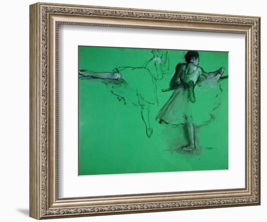 Dancers Practising at the Barre-Edgar Degas-Framed Art Print