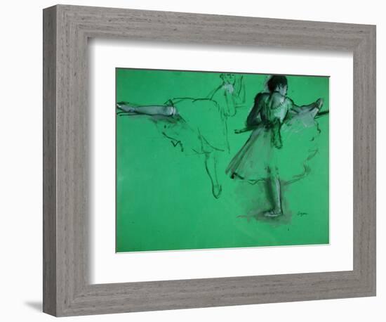 Dancers Practising at the Barre-Edgar Degas-Framed Art Print