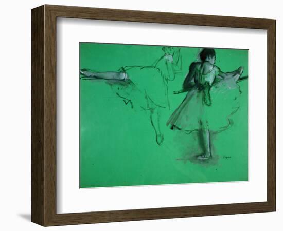 Dancers Practising at the Barre-Edgar Degas-Framed Art Print