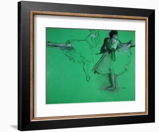 Dancers Practising at the Barre-Edgar Degas-Framed Art Print