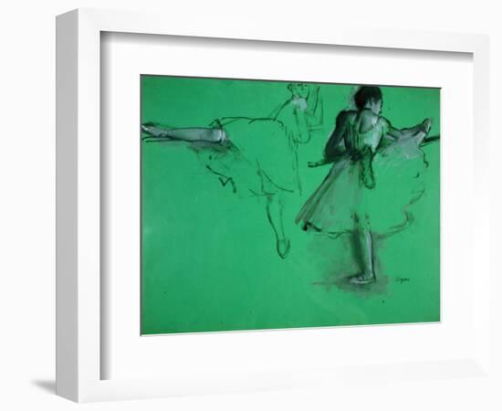 Dancers Practising at the Barre-Edgar Degas-Framed Art Print