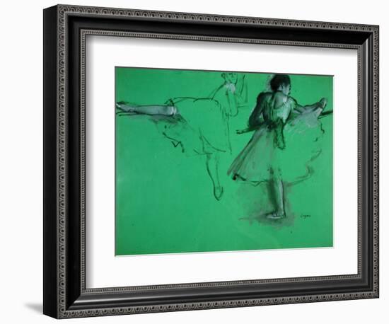 Dancers Practising at the Barre-Edgar Degas-Framed Art Print