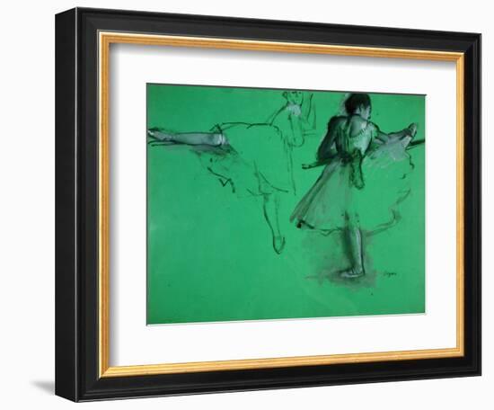 Dancers Practising at the Barre-Edgar Degas-Framed Art Print