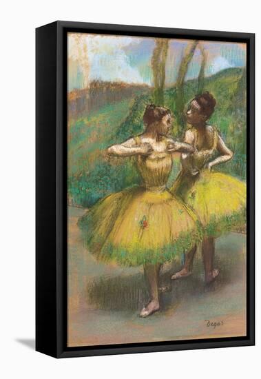 Dancers with Yellow Dresses; Danseuses Jupes Jaunes, C.1896-Edgar Degas-Framed Premier Image Canvas