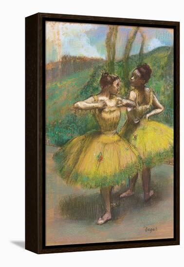 Dancers with Yellow Skirts (Two Dancers in Yellow), C.1896-Edgar Degas-Framed Premier Image Canvas