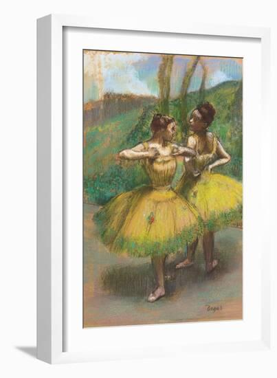 Dancers with Yellow Skirts (Two Dancers in Yellow), C.1896-Edgar Degas-Framed Premium Giclee Print