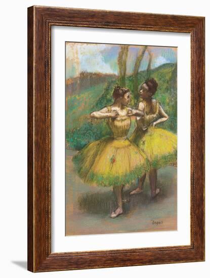 Dancers with Yellow Skirts (Two Dancers in Yellow), C.1896-Edgar Degas-Framed Giclee Print