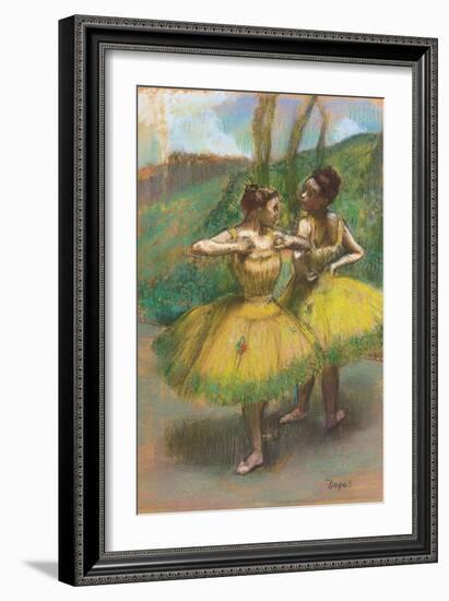 Dancers with Yellow Skirts (Two Dancers in Yellow), C.1896-Edgar Degas-Framed Giclee Print