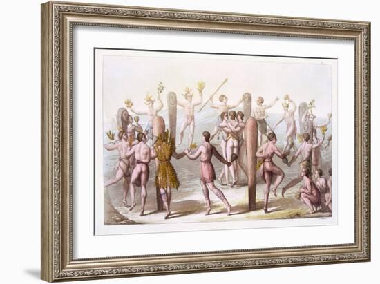 Dances of the Native Inhabitants of Virginia, C.1820 (Colour Litho)-Italian School-Framed Giclee Print