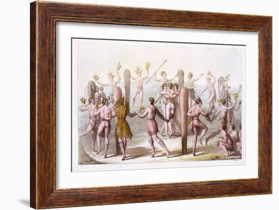 Dances of the Native Inhabitants of Virginia, C.1820 (Colour Litho)-Italian School-Framed Giclee Print