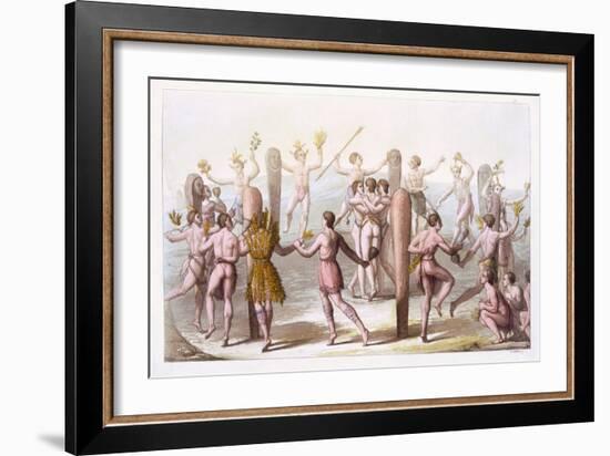 Dances of the Native Inhabitants of Virginia, C.1820 (Colour Litho)-Italian School-Framed Giclee Print